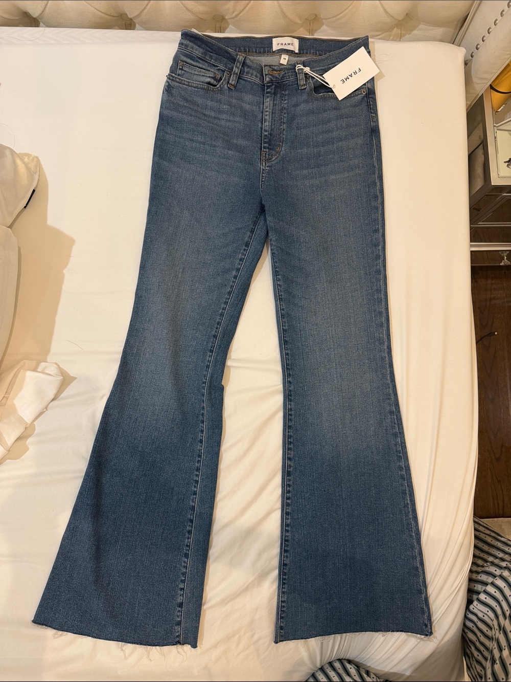 Frame Denim Blue Wide-Leg Flare Jeans